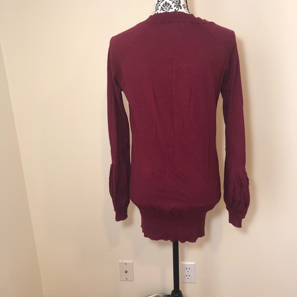 Free People Maroon Bishop Sleeve Cardigan Sweater - Picture 5 of 13